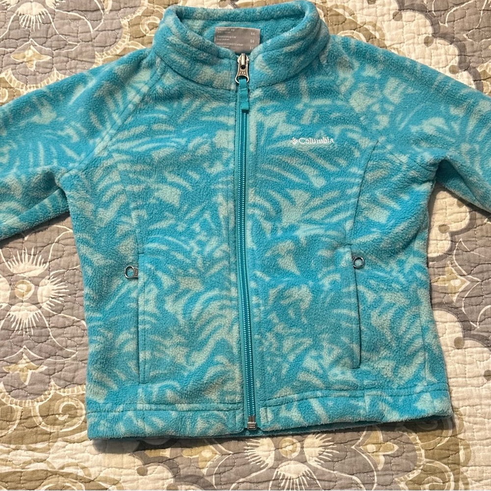 Columbia Teal Patterned Fleece Jacket